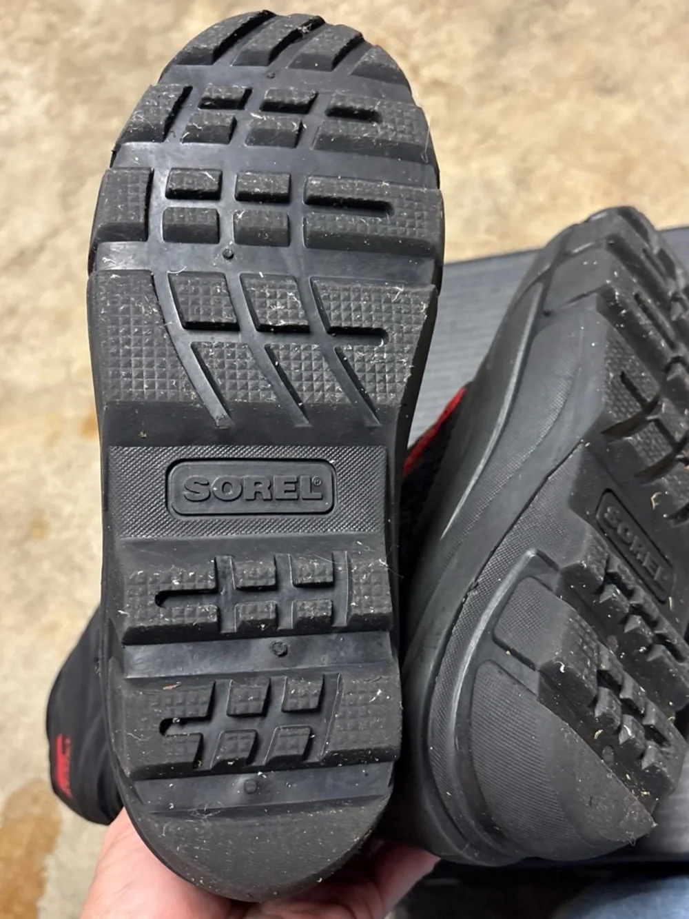 Sorel Kids Black and Red Insulated Snow Boots
